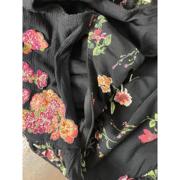 Anthropologie MIDI Dress Size Small Sleeveless Lola  Embroidered Floral Black - Picture 10 of 11
